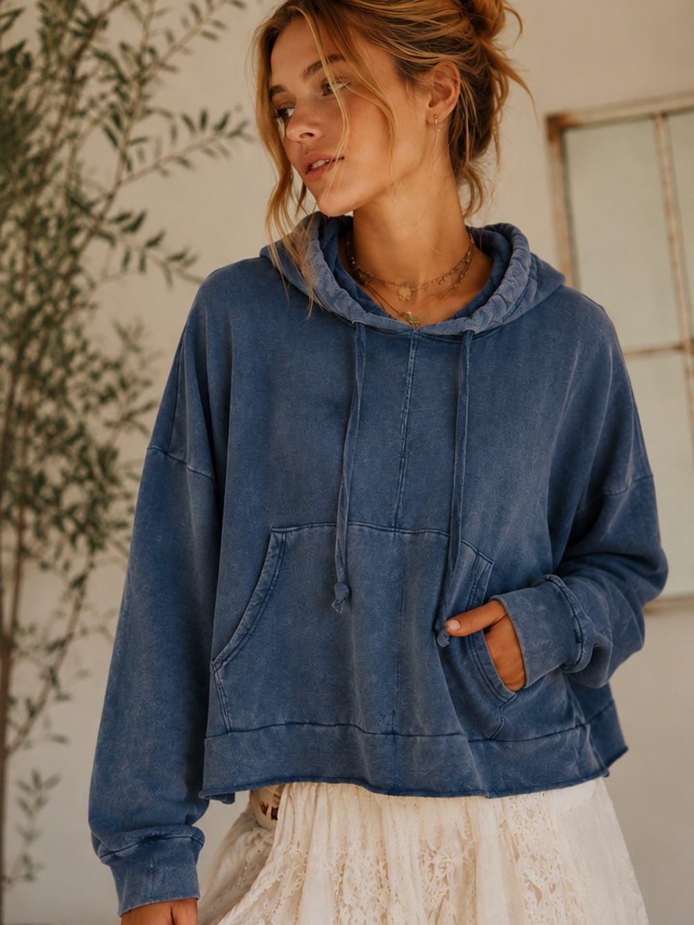 FP Movement by Free People Washed Blue Cozy Pullover Hoodie